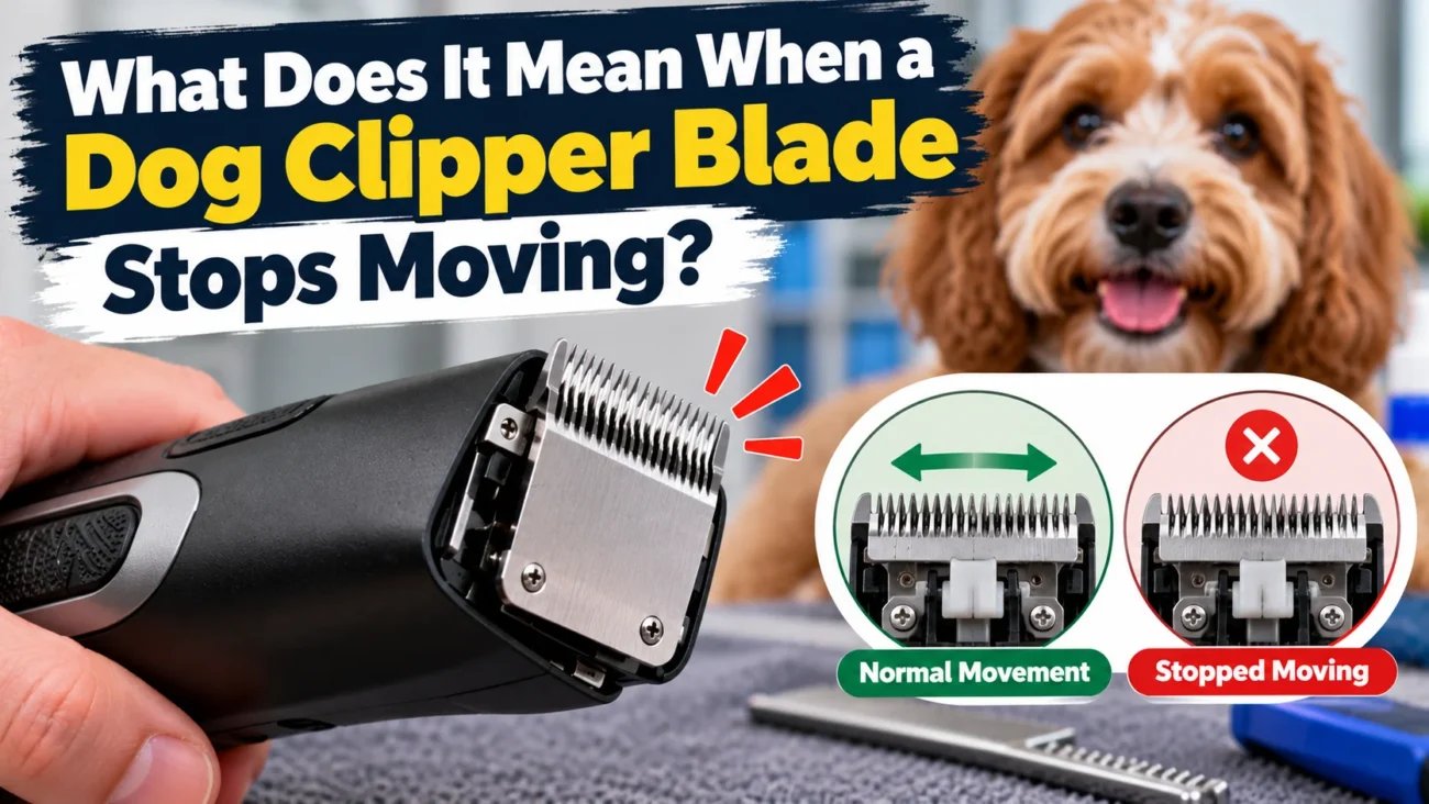 Dog clipper blade stops moving, showing a comparison of normal blade movement and a stationary blade with a dog grooming clipper.